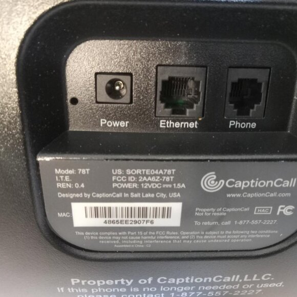 Caption Call Phone 78T Black Hearing Impaired Touch Screen Ethernet Tested - Picture 13 of 16